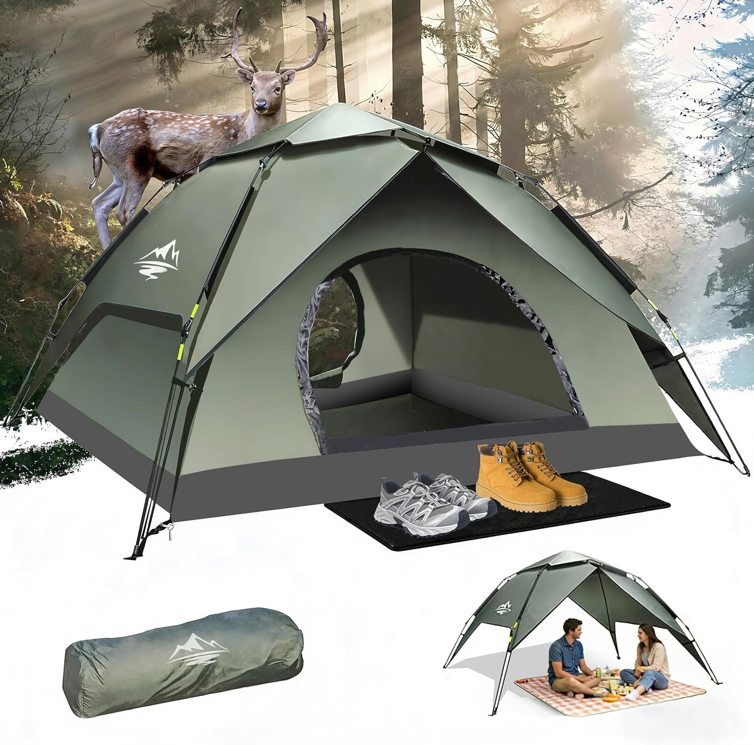 2-3 Person Camping Tent, Instant Pop Up Tents for Camping