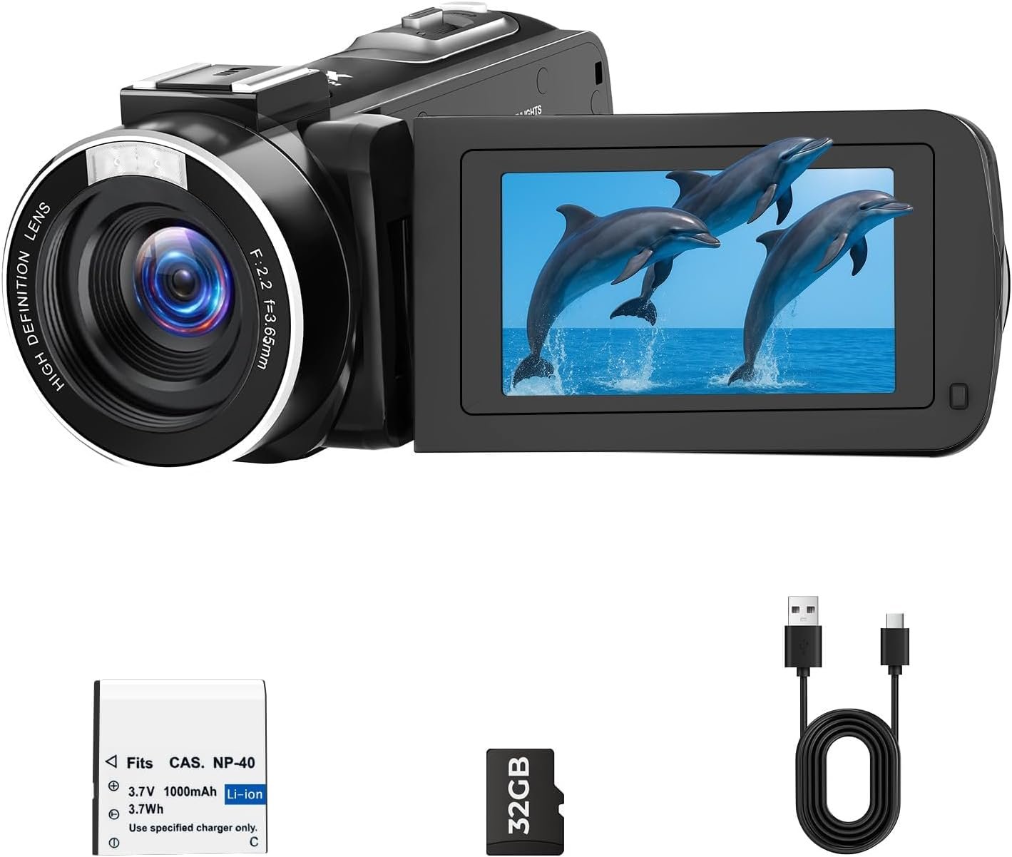 Camcorder Video Camera, Digital Camera 1080P 18X Digital Zoom Cam Corder with Fill Light