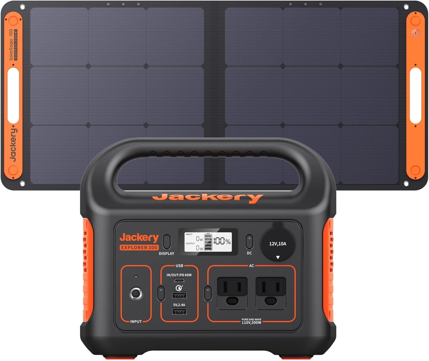Jackery Solar Generator 300, 293Watt hours h Backup Lithium Battery with 1X Solar Panel