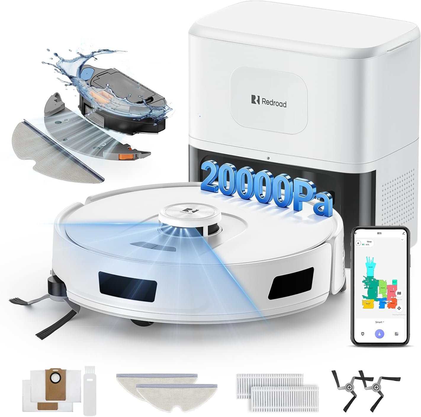 Redroad Robot Vacuum Cleaner Robot Vacuum and Mop,90 Day Self Emptying Vacuum