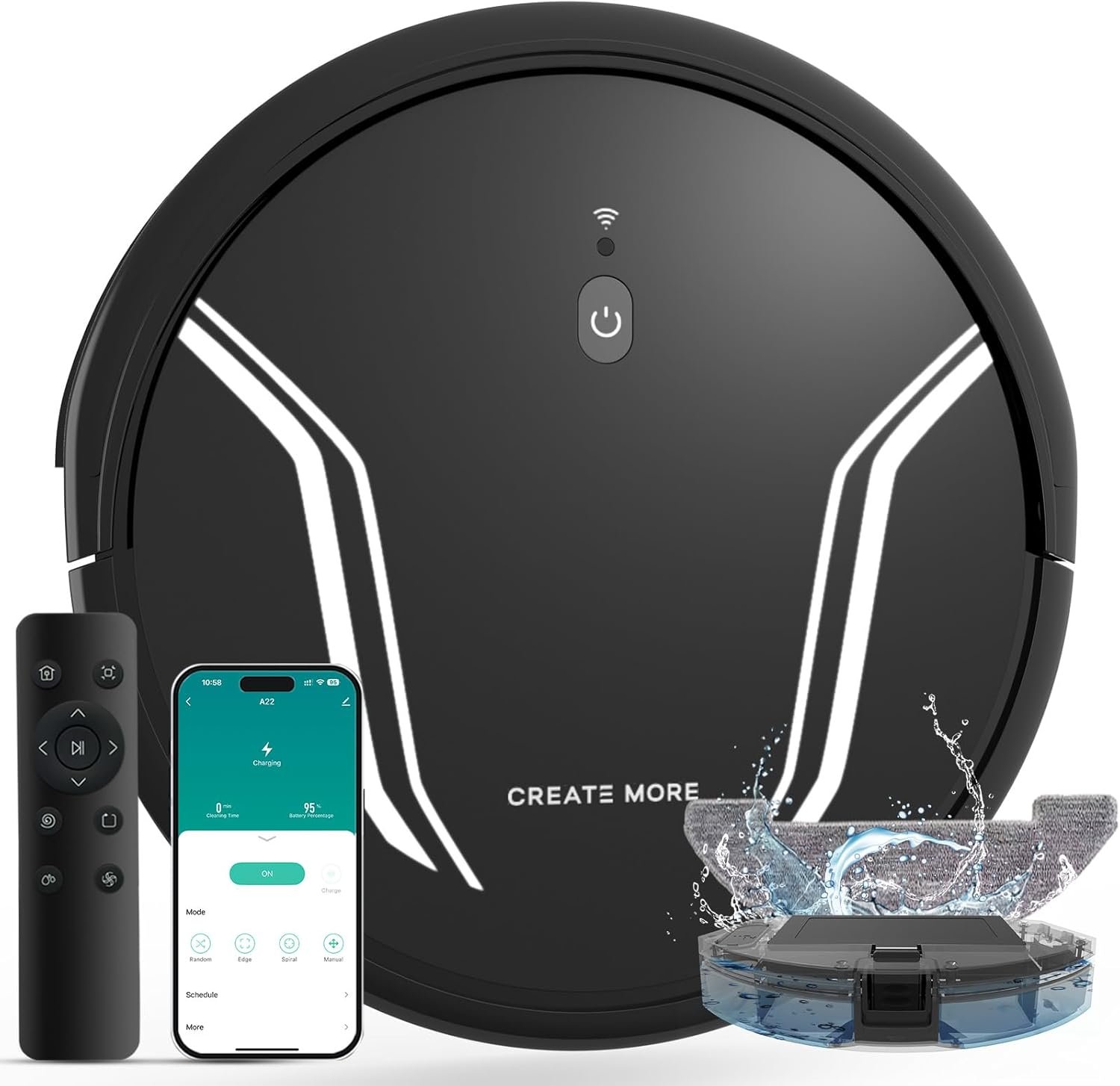 Robotic Vacuum Cleaner Robot Vacuum and Mop Combo, 3-in-1